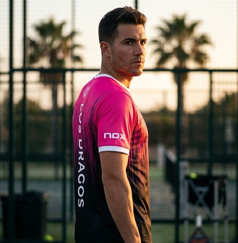 Los Dragos player in pink kit