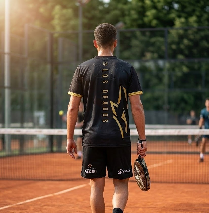 Black and gold kit — player walking onto court